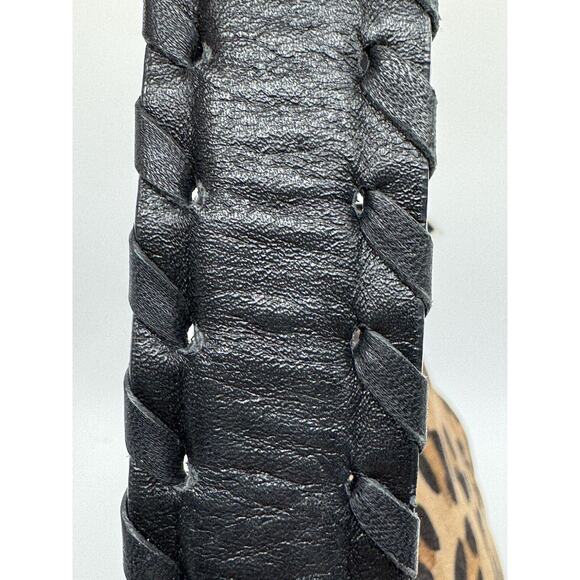 Innue Black Leather Leopard Print Suede Flap Italian Leather Shoulder Bag EUC - Picture 11 of 13